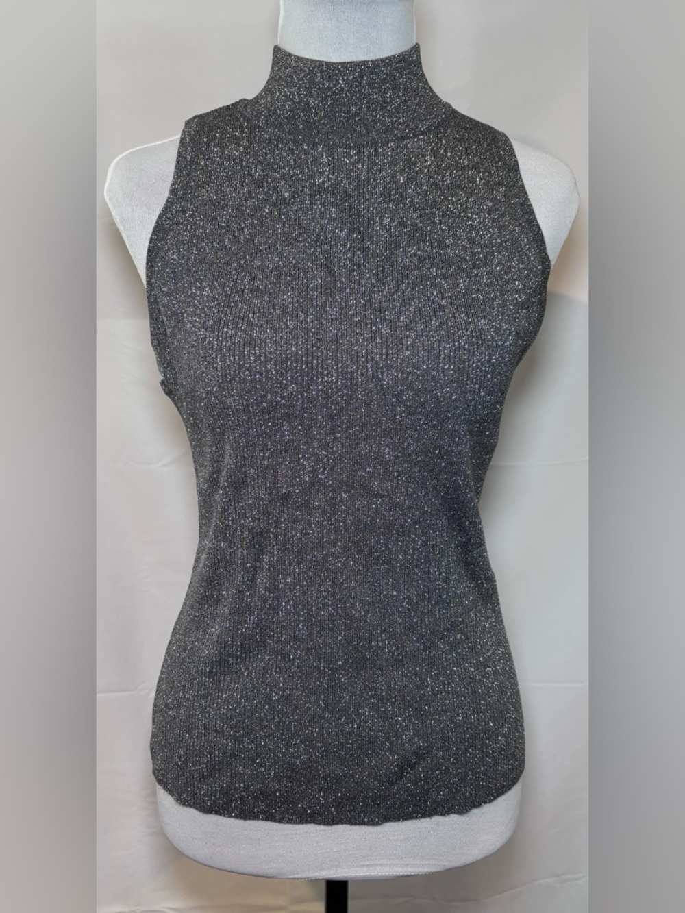 For The Republic Metallic Sleeveless Knit Turtleneck Size Large